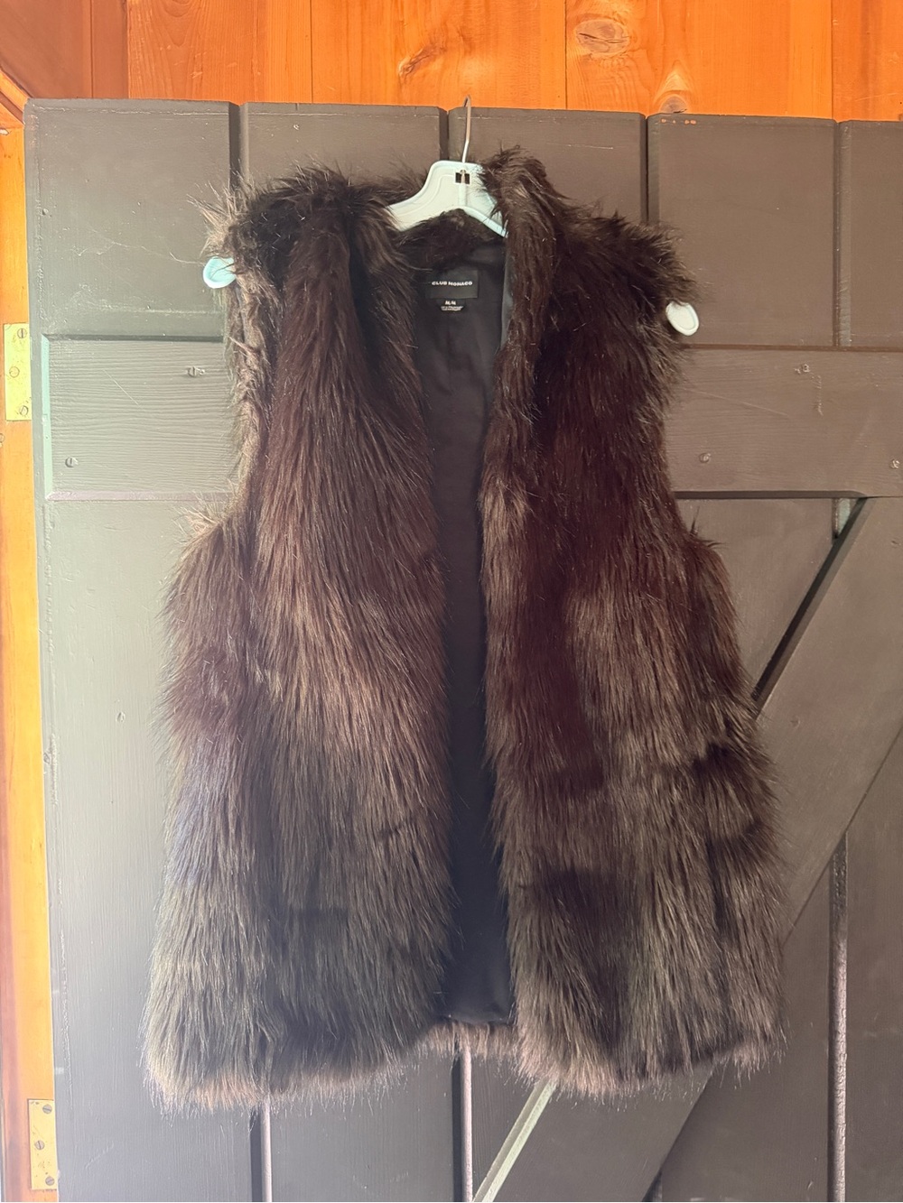Club Monaco Faux Fur Vest - Dark Brown Sleeveless